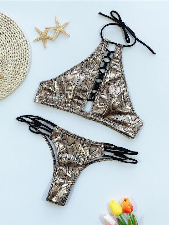 Set Bikini Zeichenfolge Tierdruck Tierdruck
