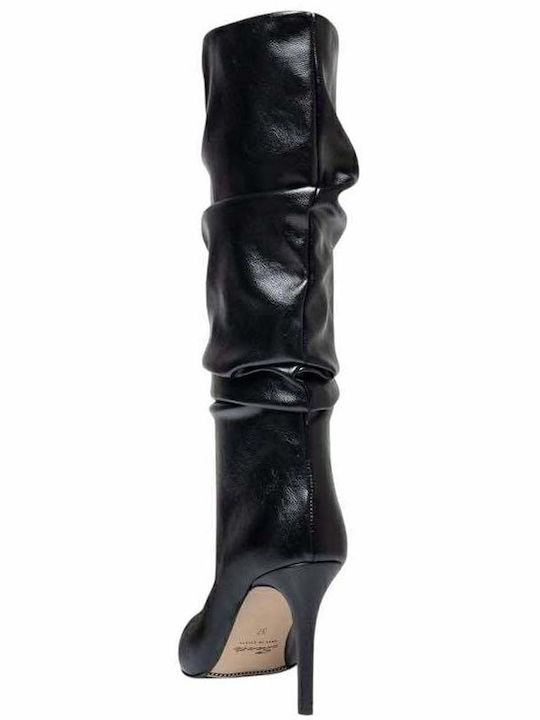Synthetic Leather High Heel Women's Boots Black