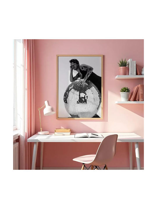 Music Poster Harry Styles Ms052 30cm X 40cm Frame Dark Natural Wood Brown