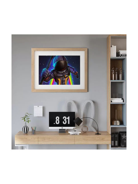 Gaming Poster Fortnite Rainbow Astronaut Death Gm036 30cm X 40cm Frame Dark Natural Wooden Brown