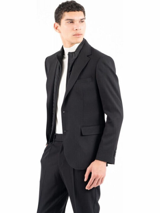 Men's Winter Suit Jacket Slim Fit Black