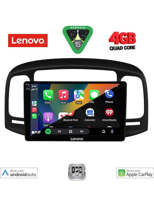 Lenovo Car Audio System for Hyundai Accent 2005-2012 (Bluetooth/USB/WiFi/GPS/Apple-Carplay/Android-Auto) with Touch Screen 9"
