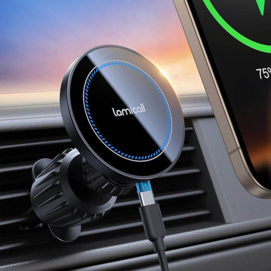 Lamicall Car Mobile Mount with Magnet and Wireless Charging MagSafe Black