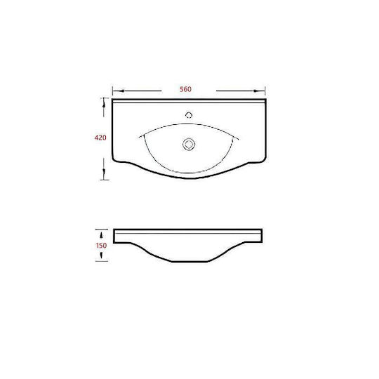 Inter Ceramic Πάγκος με Νιπτήρα Μ56.5xΒ42xΥ85cm Λευκός