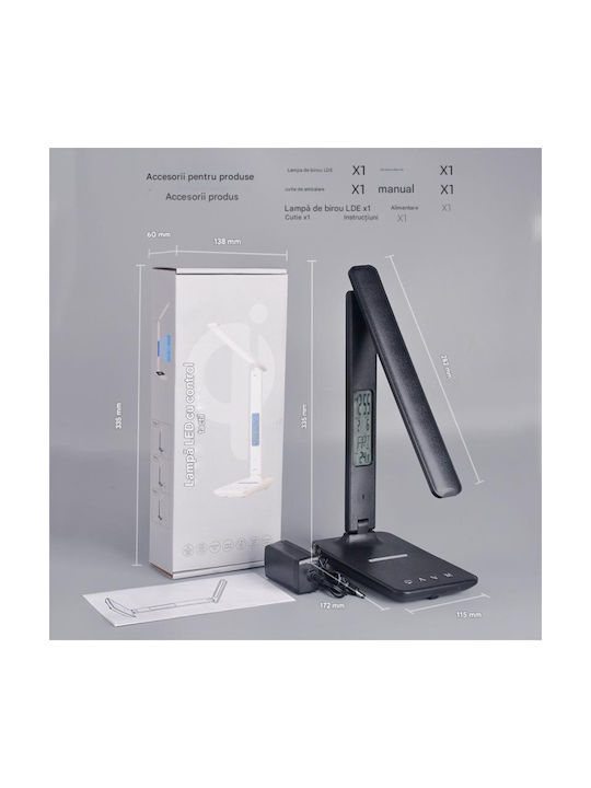 LED Lumină de Birou cu Braț Flexibil în Culoarea Negru