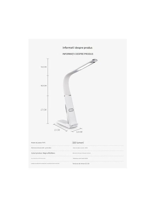 LED Schreibtischlampe mit flexiblem Arm in Weiß Farbe