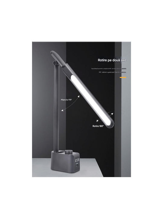 Reîncărcabil LED Lumină de Birou cu Braț Flexibil în Culoarea Alb