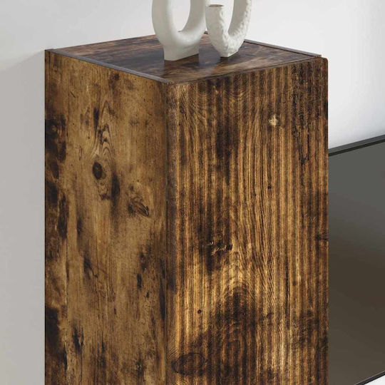 Wall Living Room Cabinet Made of Particle Board Smoked Oak 30x31x100cm