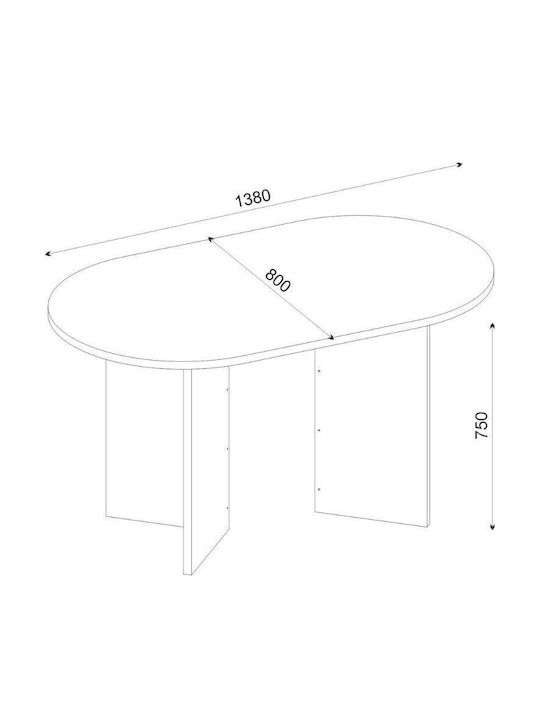 Cortado Dining Table Wooden White Marble Effect 138x80x75cm