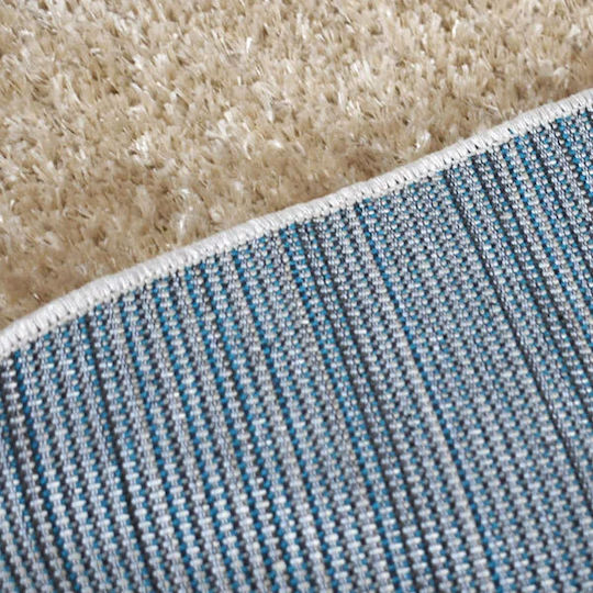 SpitiBazaar Rug Round Shaggy Silk Beige