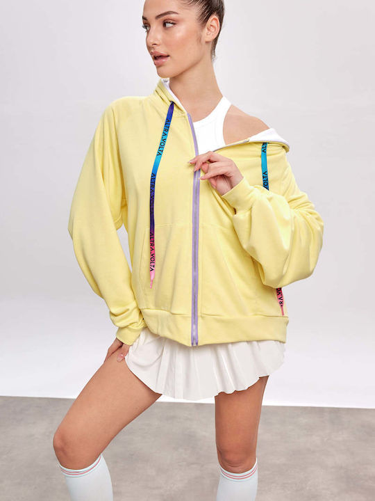 Women's Cardigan with Zipper Yellow