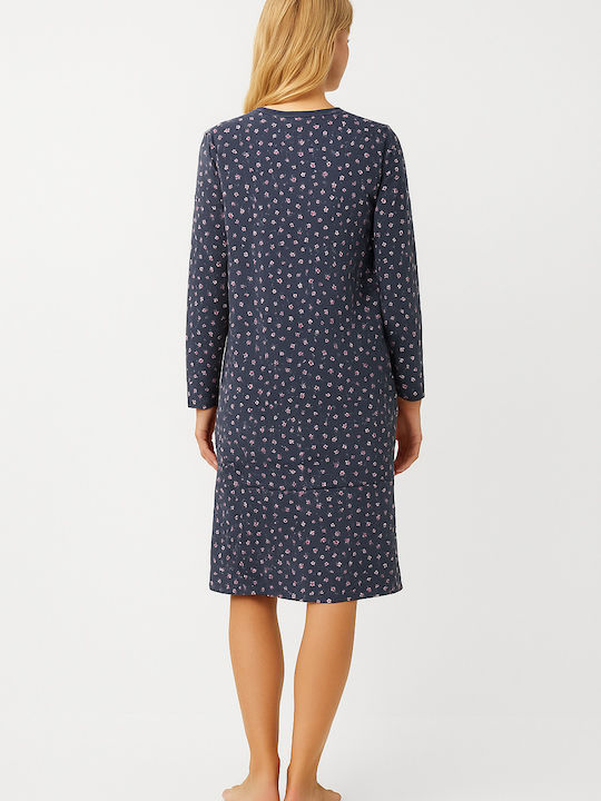 Cherry Winter Damen Nachthemd Dark Blue