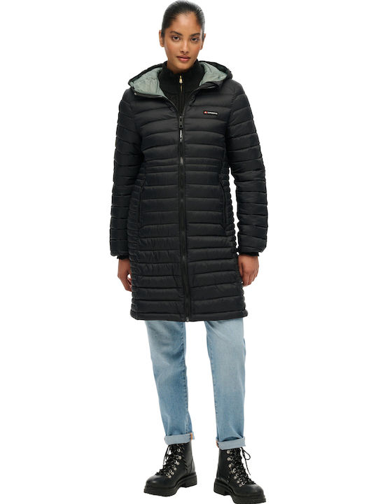 Fuji Γυναικείο Puffer Μπουφάν για Χειμώνα Μαύρο