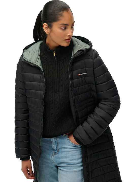 Fuji Γυναικείο Puffer Μπουφάν για Χειμώνα Μαύρο