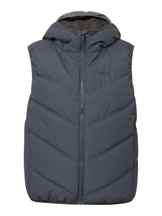 Късо Дамско Без Ръкави Puffer Якето За Зима Син