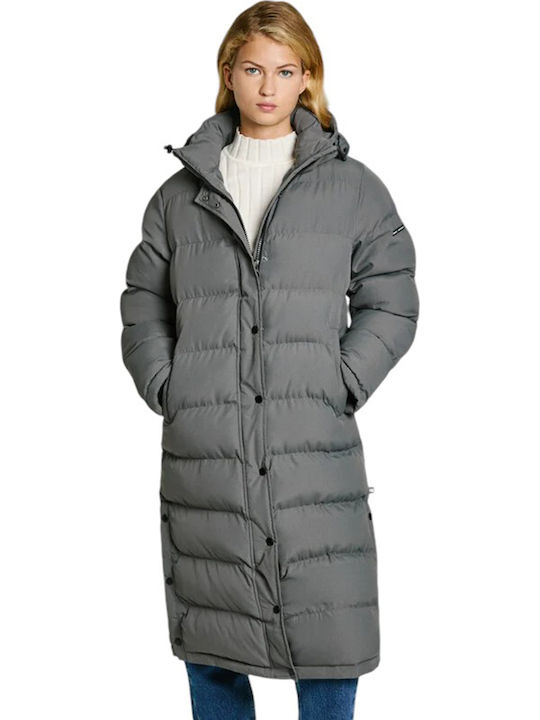 Bibi Women's Long Puffer Jacket for Winter Gray