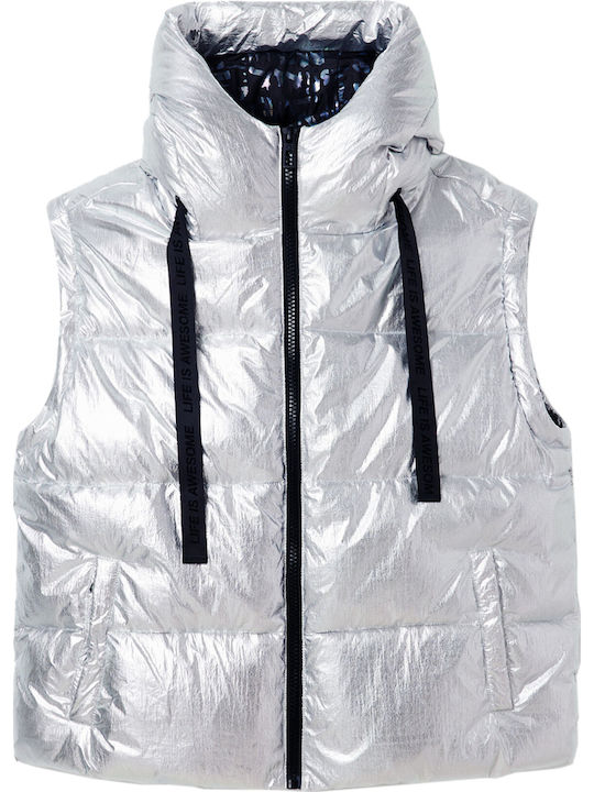 Jiman Kurz Damen Puffer Jacke für Winter Silber