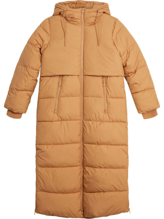 Arctic Lang Damen Puffer Jacke für Winter Camel