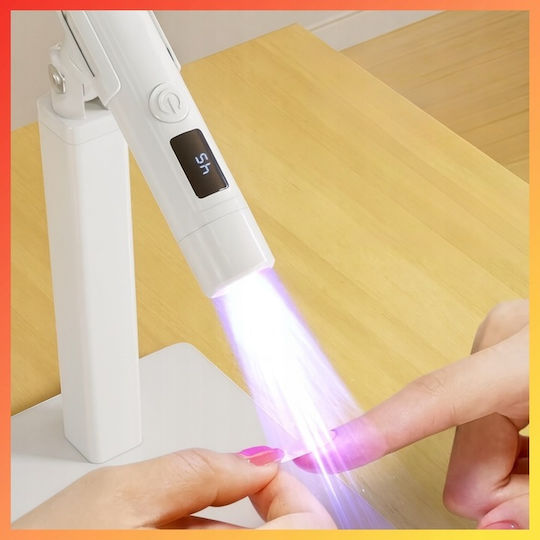 Мини UV Лампа Стойка Zola Маникюр Педикюр 3W LCD Дисплей Пластмасова Бяла
