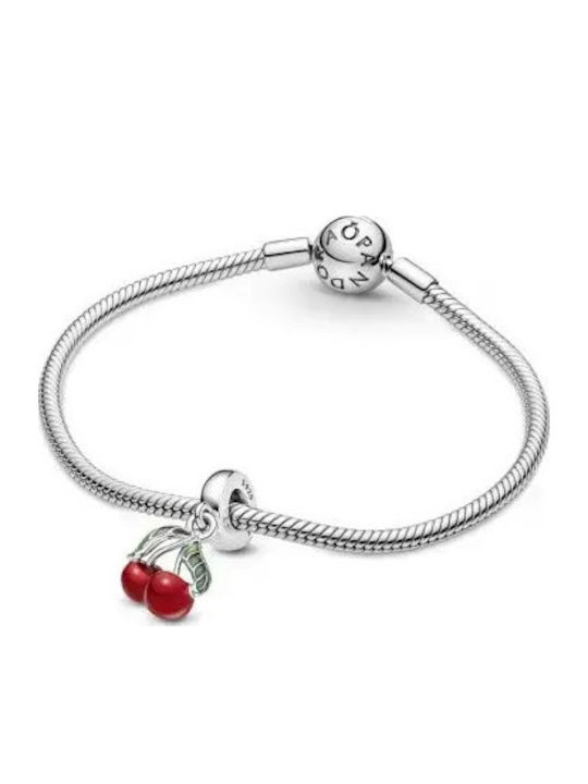 Pandora Асиметричен Червен Вишнев Плод Фулактó от Сребро