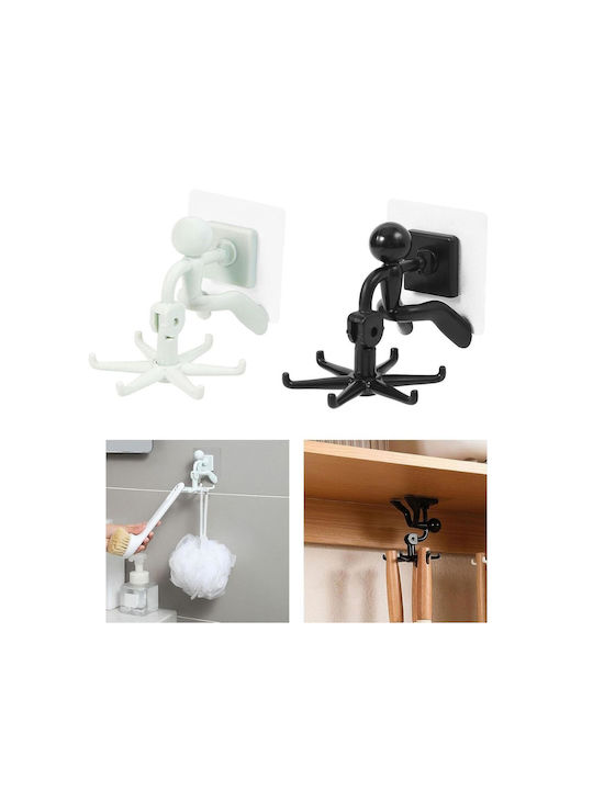 Selbstklebender Drehbarer Badezimmerhaken 360° 6 Haken Weiß