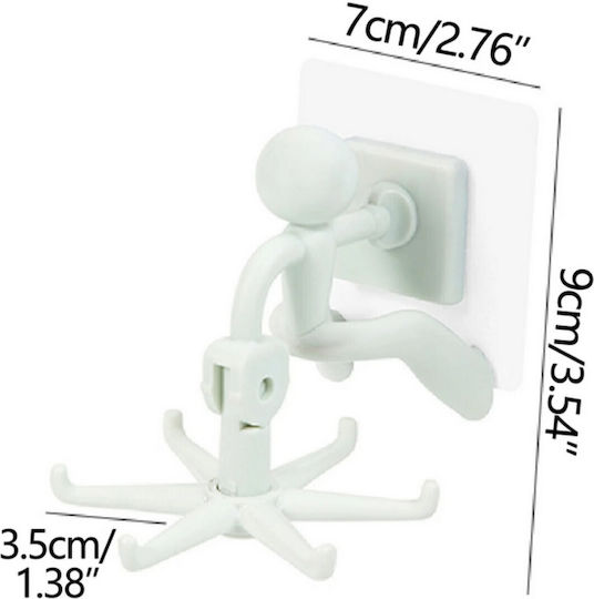 Self-Adhesive Rotating Bathroom Hanger 360° 6 Hooks White