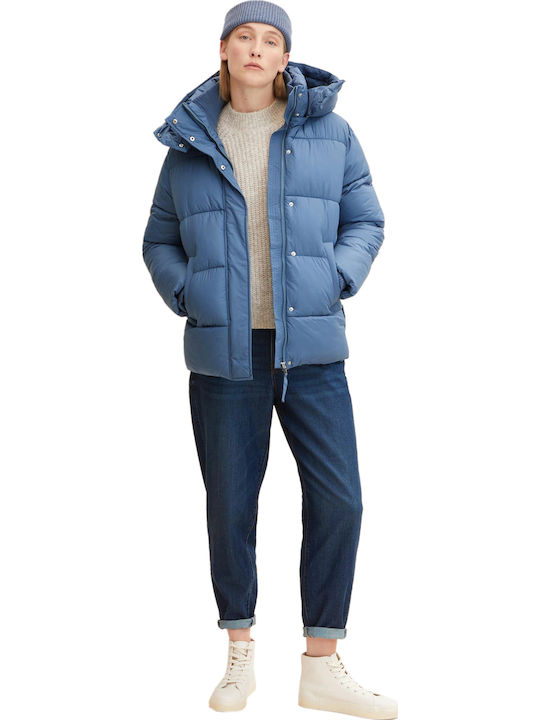 Κοντό Γυναικείο Puffer Μπουφάν για Χειμώνα Stormy Sea Blue