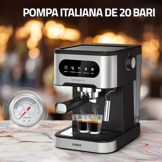 Samus Cafe Gusto 20 Μηχανή Espresso 1350W Πίεσης 20bar Γκρι