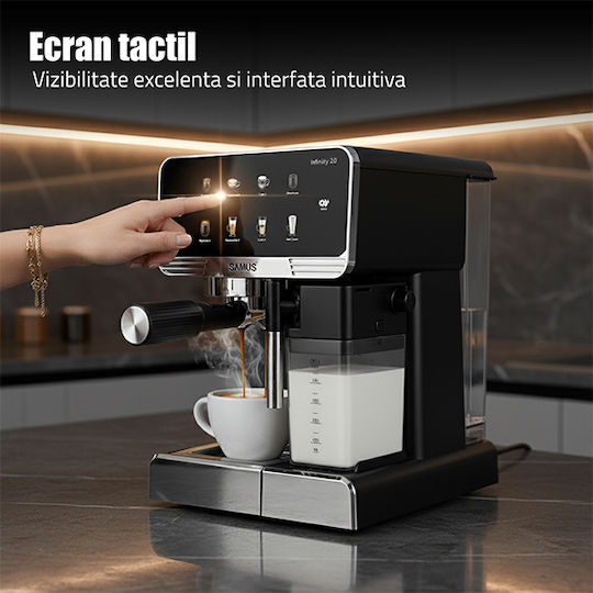 Samus Infinity 20 Mașină de Espresso 1350W Presiune 20bar pentru Cappuccino Neagră