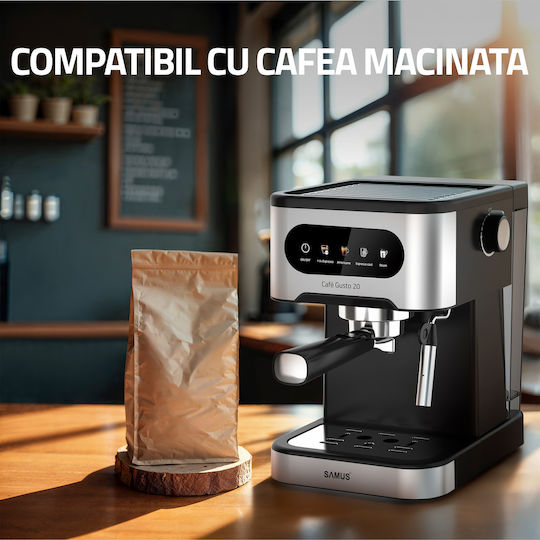 Samus Cafe Gusto 20 Μηχανή Espresso 1350W Πίεσης 20bar Γκρι