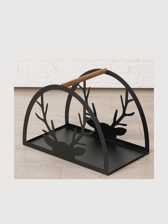MSA Μεταλλικό Καλάθι Αποθήκευσης Ξύλων 55x32x38cm Μαύρο