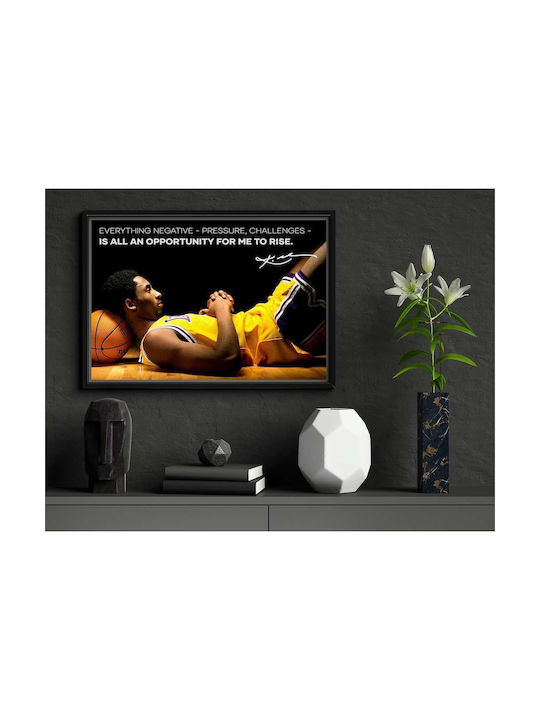 Poster NBA Kobe Rise Snk029 30cm x 40cm Ramă Din Lemn Natural Închis Maro
