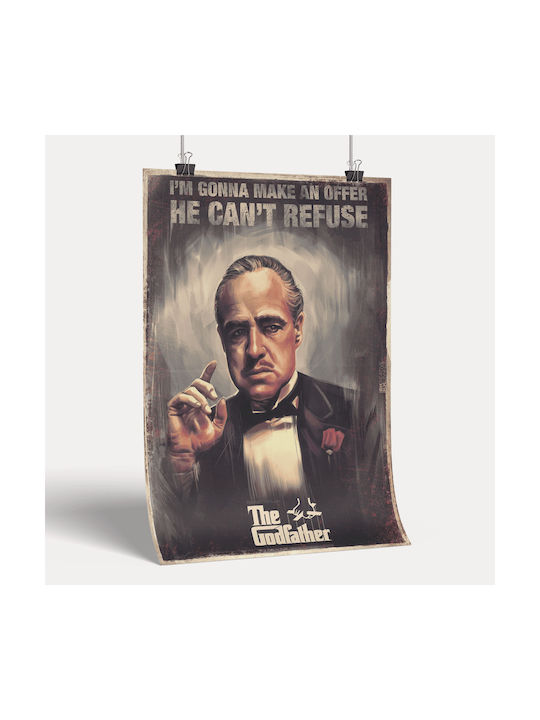 Poster Godfather Mv001 21cm X 30cm Frame Dark Natural Wood Brown