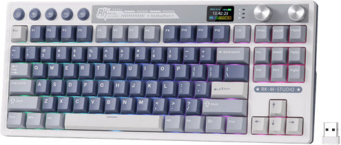 Royal Kludge RK M87 Wireless Gaming Mechanical Keyboard 75% with Custom Cream switches and RGB lighting (English US) Blue