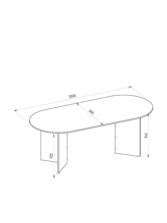 Cortado Masă Sala de mese Sapphire Oak 200x90x74buc