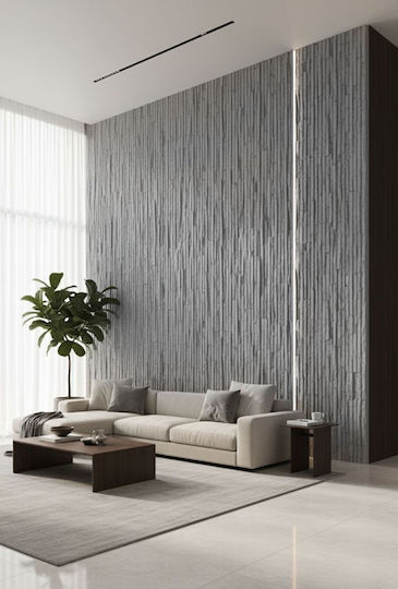 3D Wandpaneele aus Kunststoff mit Kleber Hellgrau 60x120cm