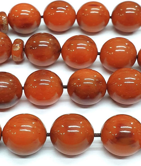 Roloi Komboloi Mastic Worry Beads with 33 Beads Orange 39cm