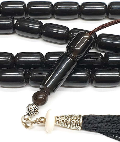 Roloi Komboloi Mastic Worry Beads with 33 Beads Black 40cm