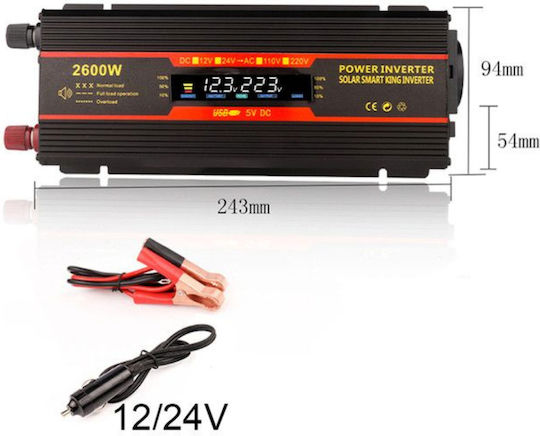 Invertor Auto Modificat Sine Wave 2600W pentru Convertirea 24V DC în 220V AC