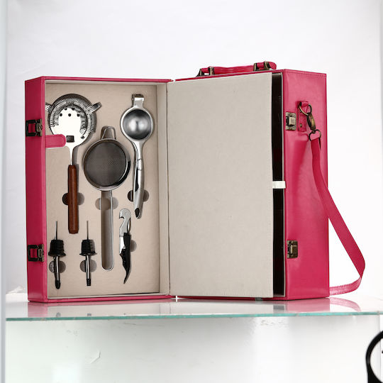 Arvada Shakerpro Set Portabil Cocktail 16 Bucăți Oțel Inoxidabil Cutie Specială Multiple Accesorii Pentru Barmani Acasă Utilizare Profesională Cadou Ideal Roz