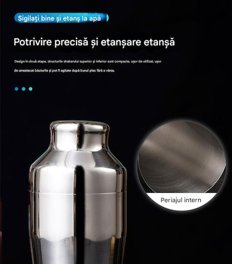 Arvada Shakerpro Mc-ykl23 Kit Complet Pentru Barmani Suport Acrilic 23 Bucăți 700/600 Ml Dimensiuni 19x12x30.5 Cm Set Pentru Barmani Preparare Băuturi Oțel Inoxidabil