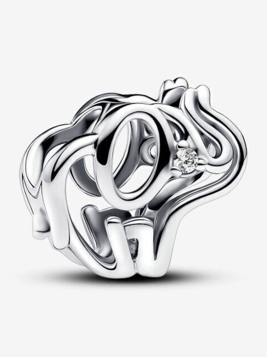 Pandora Charm Elefant Decupat Animal Din Argint cu Zirconiu