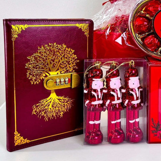 Pachet Deliciu De Crăciun Praline Cherry Queen Set Ornament Brad De Crăciun Set Spargător Nuci Jurnal Cu Lacăt Set Cană Ceramică În Tavă Cadou