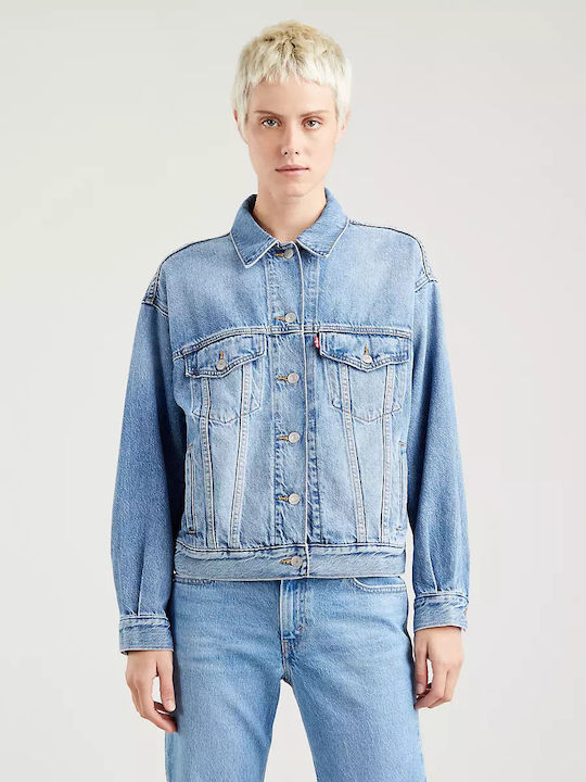 Kurz Damen Jeansjacke Hellblau