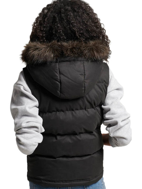 D3 Ovin Everest Faux Women's Short Puffer Jacket for Winter Black