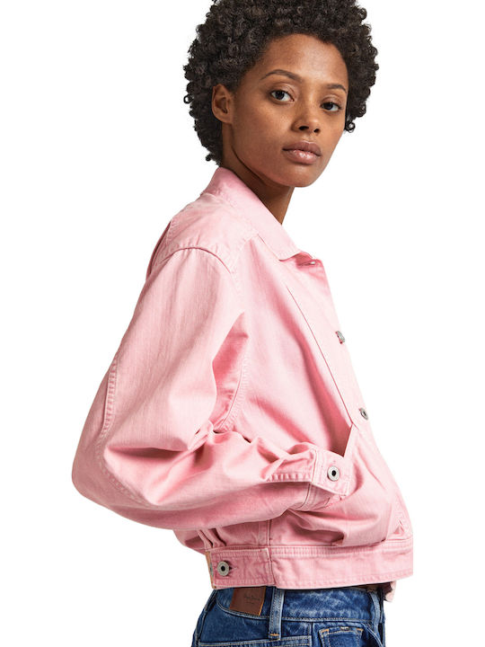 Turner Women's Short Jean Jacket for Spring or Autumn Pink