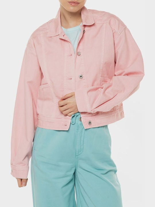 Turner Women's Short Jean Jacket for Spring or Autumn Pink