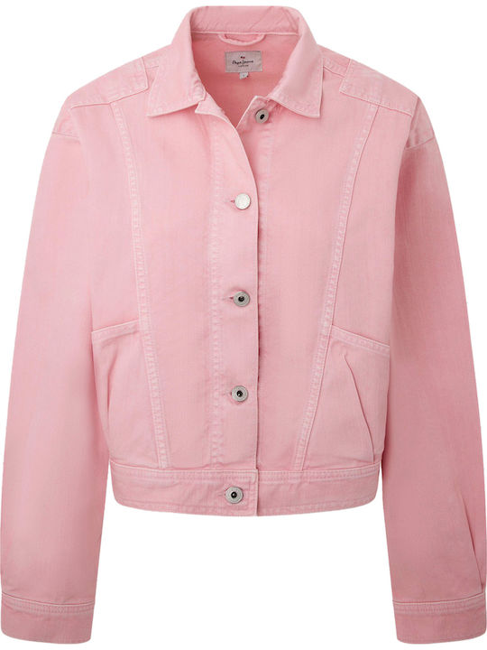 Turner Women's Short Jean Jacket for Spring or Autumn Pink