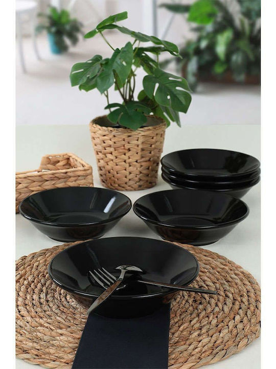 Hermia Farfurie adâncă Ceramică Negru cu Diametru 18cm 6buc