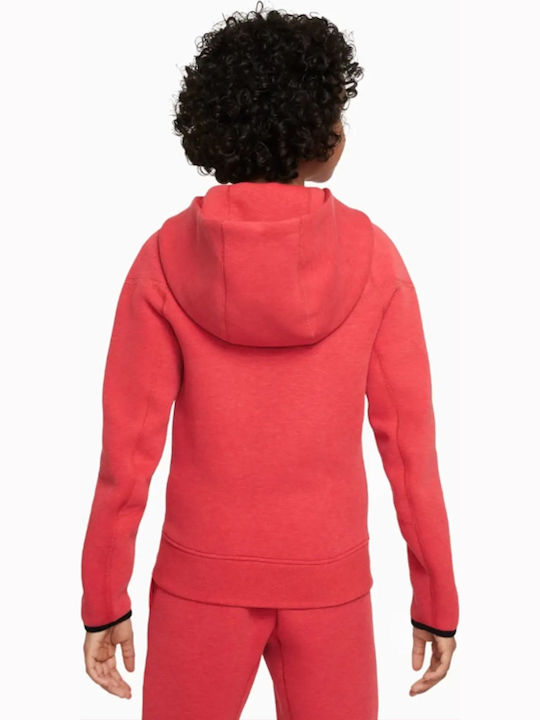 Athletic Kids Cardigan Fleece with Hood Red Sportswear Tech